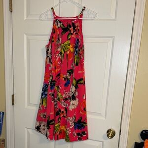 Vince Camuto Pink Floral fit & flare scuba dress with pockets size 14